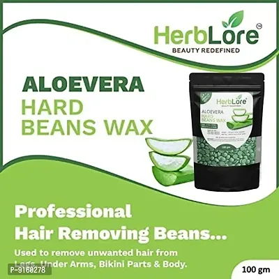 HerbLore Hard Hair Body Wax Beans - Best for Painless Hair Removal, Waxing for Face, Eyebrow, Back, Chest, Bikini Areas, Legs Easily At Home - 100 Grams (Aloevera)-thumb5