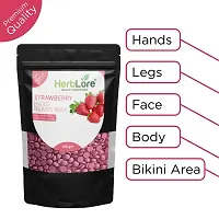 HerbLore Premium Hard Hair Body Wax Beans - Best for Painless Hair Removal, Waxing for Face, Eyebrow, Back, Chest, Bikini Areas, Legs Easily At Home - 100 Grams (Strawberry)-thumb1