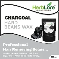 HerbLore Hard Hair Body Wax Beans - Best for Painless Hair Removal, Waxing for Face, Eyebrow, Back, Chest, Bikini Areas, Legs Easily At Home - 100 Grams each (Charcoal) Pack of 2-thumb2