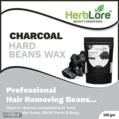 HerbLore Hard Hair Body Wax Beans - Best for Painless Hair Removal, Waxing for Face, Eyebrow, Back, Chest, Bikini Areas, Legs Easily At Home - 100 Grams each (Charcoal) Pack of 2-thumb3