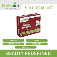 HerbLore Red Wine Facial Kit, 5-Pieces SkinCare Kit with DeepCleanser, Scrub, Nourishing Gel, Cream, FacePack for Radiant Complexion, Clean  Brighten, Skin Care Kit For Women, Girls  Men - 275 Grams-thumb1