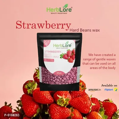 HerbLore Premium Hard Hair Body Wax Beans - Best for Painless Hair Removal, Waxing for Face, Eyebrow, Back, Chest, Bikini Areas, Legs Easily At Home - 100 Grams (Strawberry)-thumb5