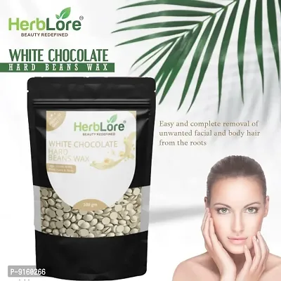 HerbLore Hard Hair Body Wax Beans - Best for Painless Hair Removal, Waxing for Face, Eyebrow, Back, Chest, Bikini Areas, Legs Easily At Home - 100 Grams each (White Chocolate) Pack of 2-thumb3