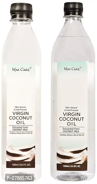 MAX CARE Virgin Coconut Oil (Cold Pressed) 500ML + Maxcare Virgin Coconut Oil (Cold Pressed) 1000ML