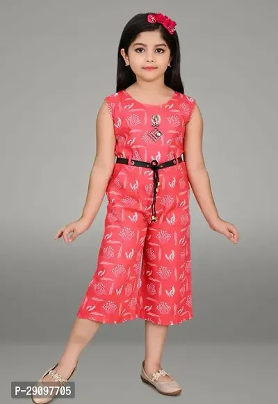 Fabulous Multicoloured Cotton Printed Basic Jumpsuit For Girls-thumb0