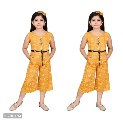 Fabulous Multicoloured Cotton Printed Basic Jumpsuit For Girls Pack Of 2