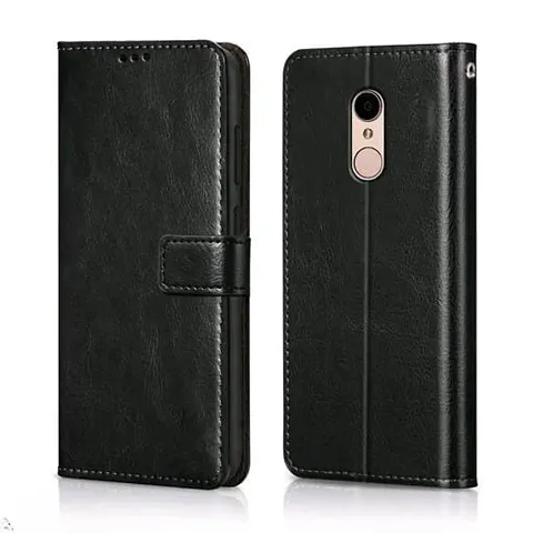 Cloudza Redmi Note 5 Flip Back Cover | PU Leather Flip Cover Wallet Case with TPU Silicone Case Back Cover for Redmi Note 5 Bk