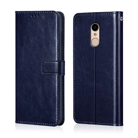 Cloudza Redmi Note 5 Flip Back Cover | PU Leather Flip Cover Wallet Case with TPU Silicone Case Back Cover for Redmi Note 5 Blue