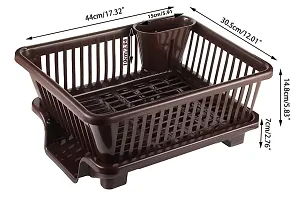 Somnath Enterprise 3 in 1 Large Durable Plastic Kitchen Sink Dish Rack Drainer Drying Rack Washing Basket with Tray for Kitchen, Dish Rack Organizers, Utensils Tools Cutlery (Brown)-thumb2