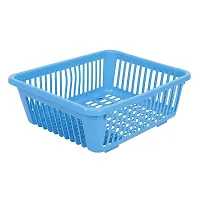 Somnath Enterprise 3 in 1 Large Durable Plastic Kitchen Sink Dish Rack Drainer Drying Rack Washing Basket with Tray for Kitchen, Dish Rack Organizers, Utensils Tools Cutlery (Blue)-thumb2