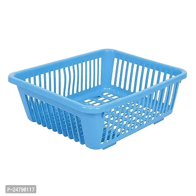 Somnath Enterprise 3 in 1 Large Durable Plastic Kitchen Sink Dish Rack Drainer Drying Rack Washing Basket with Tray for Kitchen, Dish Rack Organizers, Utensils Tools Cutlery (Blue)-thumb3