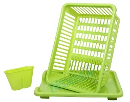 Somnath Enterprise 3 in 1 Large Durable Plastic Kitchen Sink Dish Rack Drainer Drying Rack Washing Basket with Tray for Kitchen, Dish Rack Organizers, Utensils Tools Cutlery (Green)-thumb4