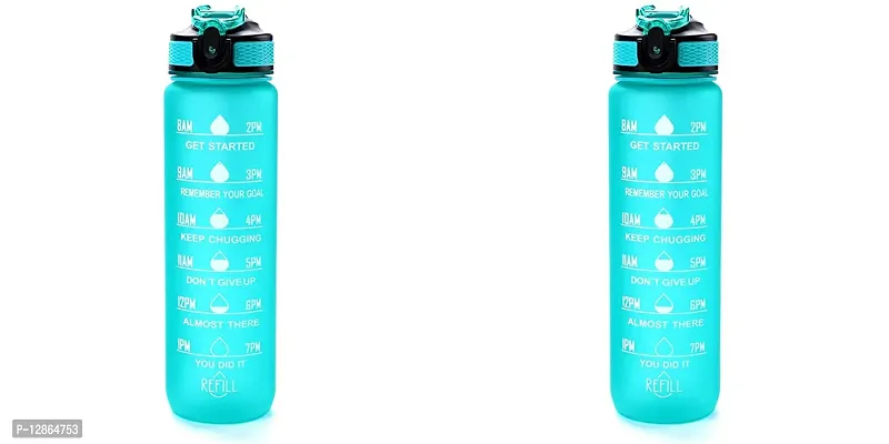 Useful Silicone Time Marker Unbreakable And Leak Proof Water Bottles- Pack Of 2