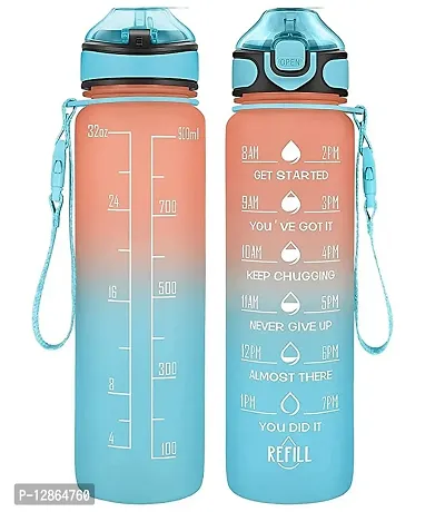 Useful Silicone Time Marker Unbreakable And Leak Proof Water Bottles- Pack Of 2