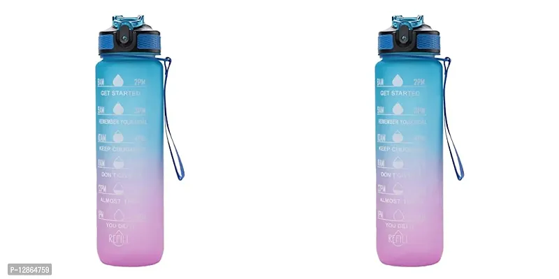 Useful Silicone Time Marker Unbreakable And Leak Proof Water Bottles- Pack Of 2