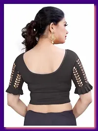 Elegant Black Cotton Blend Blouses For Women-thumb1