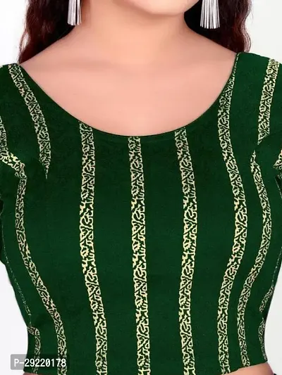 Reliable Green Cotton Blend Embellished Stitched Blouse For Women-thumb3