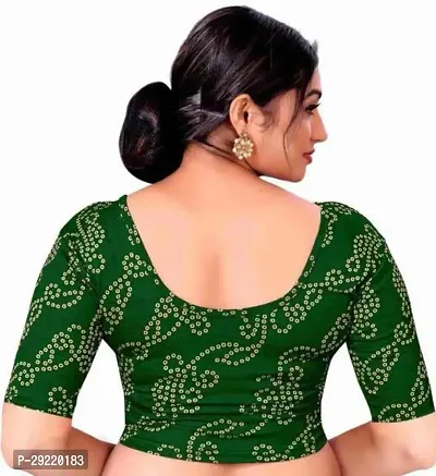 Reliable Green Cotton Blend Embellished Stitched Blouse For Women-thumb2