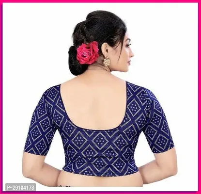 Reliable Navy Blue Cotton Blend Ethnic Prints Stitched Blouses For Women-thumb2