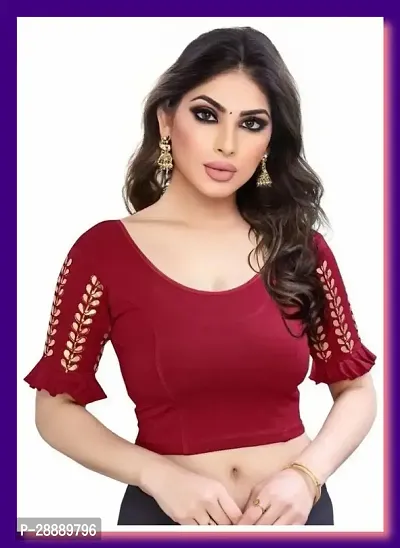 Elegant Maroon Cotton Blend Blouses For Women-thumb0