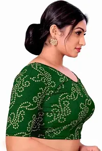 Reliable Green Cotton Blend Embellished Stitched Blouse For Women-thumb2