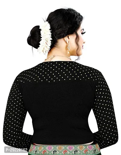 Reliable Black Cotton Blend Embellished Stitched Blouse For Women-thumb2