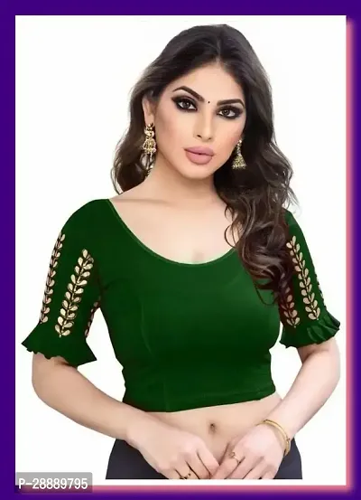 Elegant Green Cotton Blend Blouses For Women-thumb0