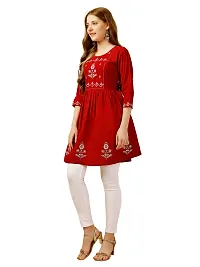 Stylish Red Rayon Embroidered Top For Women-thumb1