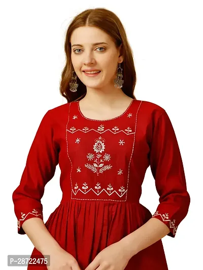 Stylish Red Rayon Embroidered Top For Women-thumb3