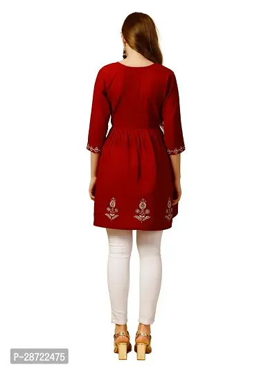 Stylish Red Rayon Embroidered Top For Women-thumb4