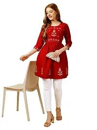 Stylish Red Rayon Embroidered Top For Women-thumb4