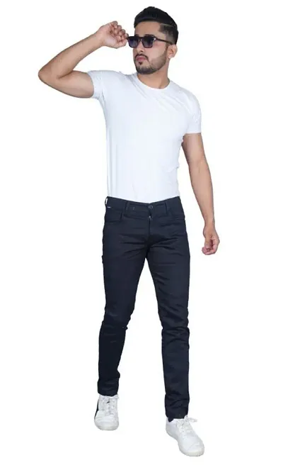 Classic Blend Solid Casual Trousers for Men