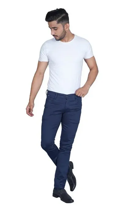 Classic Cotton Blend Solid Casual Trousers for Men
