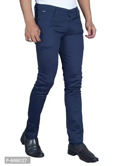 Classic Cotton Blend Solid Casual Trousers for Men-thumb2