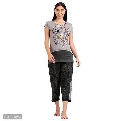 Elegant Cotton Printed Top And Capri Set For Women