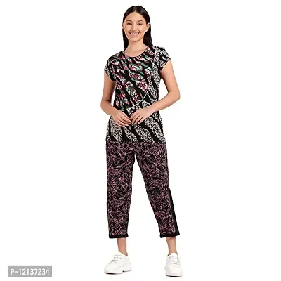 Elegant Cotton Printed Top And Capri Set For Women