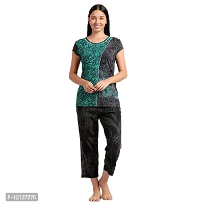 Elegant Cotton Printed Top And Capri Set For Women-thumb0