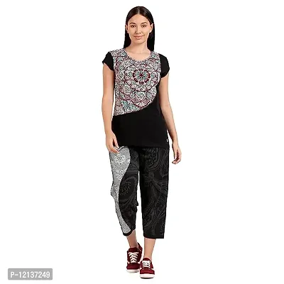 Elegant Cotton Printed Top And Capri Set For Women