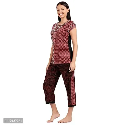 Elegant Cotton Printed Top And Capri Set For Women-thumb3