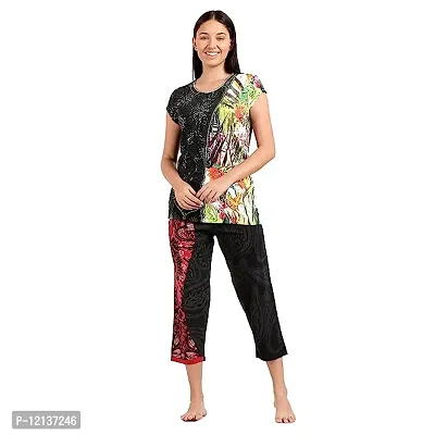 Elegant Cotton Printed Top And Capri Set For Women