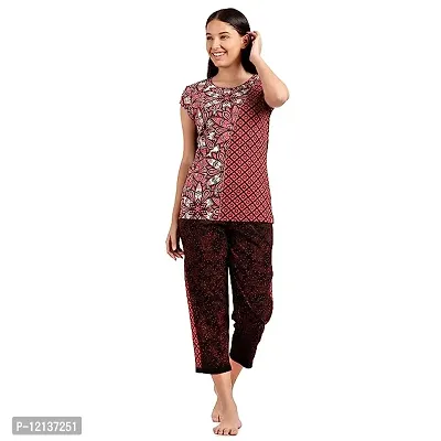 Elegant Cotton Printed Top And Capri Set For Women-thumb4