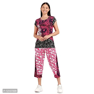 Elegant Cotton Printed Top And Capri Set For Women