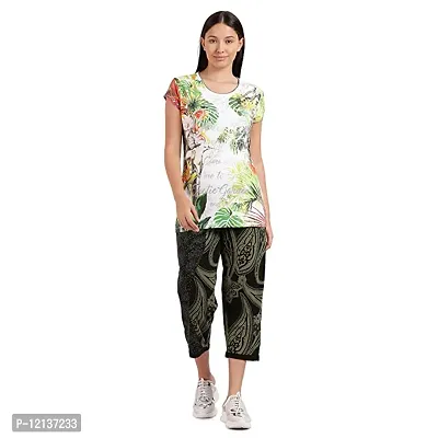 Elegant Cotton Printed Top And Capri Set For Women