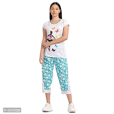 Elegant Cotton Printed Top And Capri Set For Women-thumb0