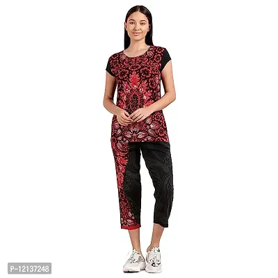 Elegant Cotton Printed Top And Capri Set For Women