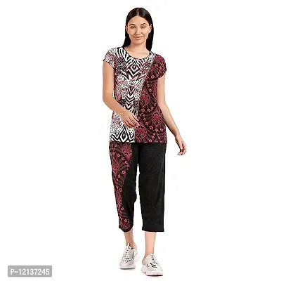 Elegant Cotton Printed Top And Capri Set For Women