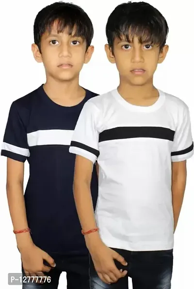 Stylish Fancy Pure Cotton T-Shirts For Boys Pack Of 2