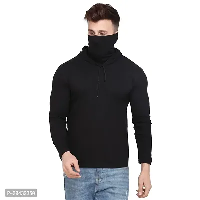 Reliable Black Cotton Solid Hooded Tees For Men