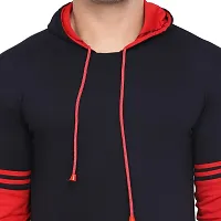 Reliable Black Cotton Solid Hooded Tees For Men-thumb3