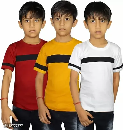 Stylish Fancy Pure Cotton T-Shirts For Boys Pack Of 3
